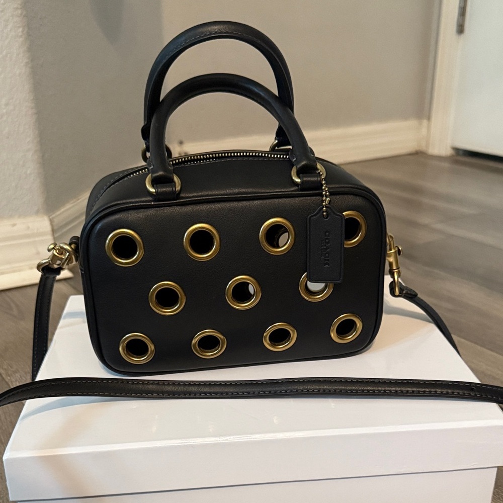 Coach Black Crossbody Bag with Gold Accents